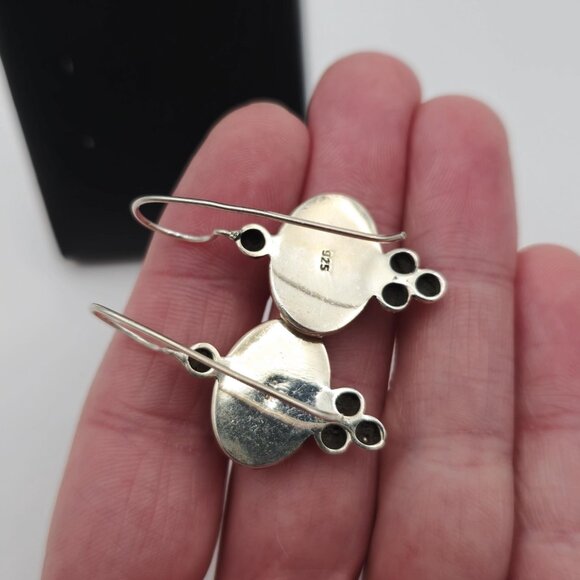 Sterling Silver Oval Red Shell Unique Earrings A2035 - Picture 3 of 5